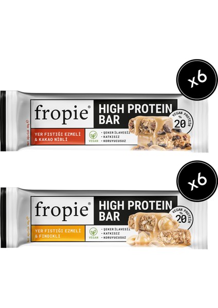 Vegan High Protein Bar 12’li Set - Yer Fıstık Ezmeli & Fındıklı & Kakao Nibli