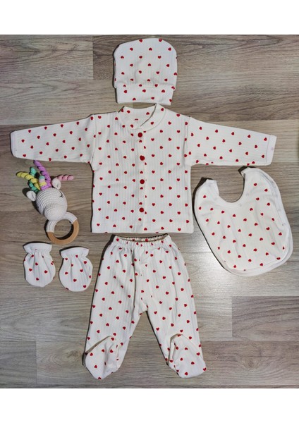 Yeni Doğan Bebek Hastane Çıkışı Organik Kumaş %100 Pamuk 5 Parça 0-3 Ay