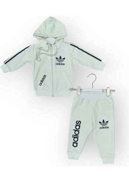 Baby Marka Baskılı Addas Desen Kapşonlu Fermuarlı Ikili Takım 1-5 Yaş
