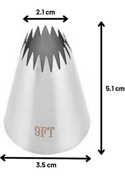 Büyük Boy Açık Yıldız 18 Diş Krema Duyu 35x21x51 Mm | İthal Krema Torbası Hediye (DY-9FT)
