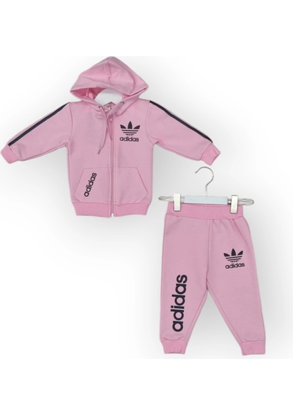 Baby Marka Baskılı Addas Desen Kapşonlu Fermuarlı Ikili Takım 1-5 Yaş