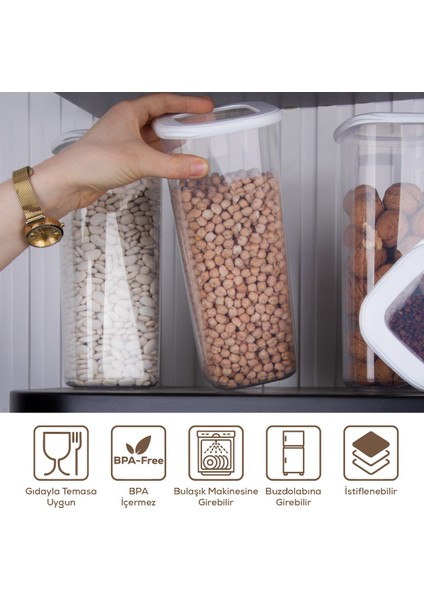 12'li Etiketli Lux Hava Geçirmez Erzak ve Baharat Saklama Kabı Seti 0,25 Lt Beyaz fırsatları
