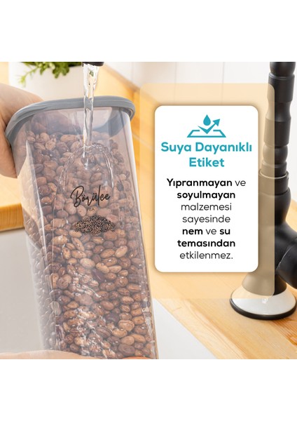 12'li Etiketli Lux Hava Geçirmez Erzak ve Baharat Saklama Kabı Seti 0,25 Lt Beyaz indirimleri