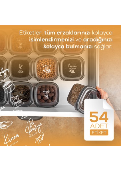 42'li Etiketli Hava Geçirmez Erzak ve Baharat Saklama Kabı Seti Kaşıklı Antrasit indirimleri