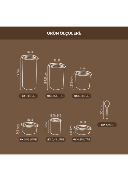 Döner Kapaklı Etiketli Kaşıklı 42'li Set Hava Geçirmez Erzak ve Baharat Saklama Kabı Antrasit fiyatları