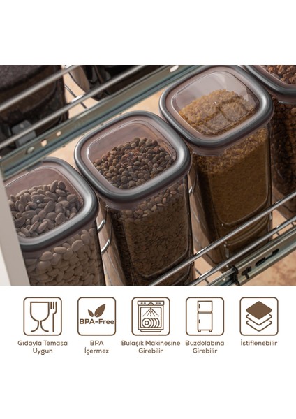 25'li Etiketli Hava Geçirmez Erzak ve Baharat Saklama Kabı Seti Antrasit fırsatları