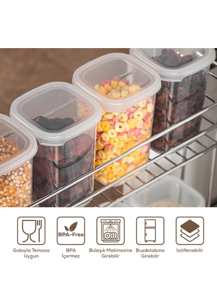 25'li Etiketli Hava Geçirmez Erzak ve Baharat Saklama Kabı Seti Beyaz fırsatları