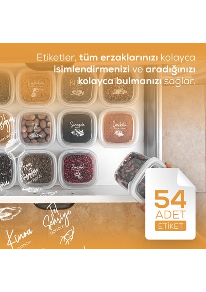 25'li Etiketli Hava Geçirmez Erzak ve Baharat Saklama Kabı Seti Beyaz indirimleri