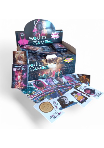 Squid Game 2. Sezon Büyük Paket 48 Kutulu Oyun Kartları Toplam 288 Kart 48 Stickers