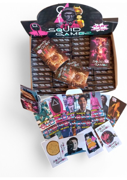 Squid Game 2. Sezon Büyük Paket 48 Kutulu Oyun Kartları Toplam 288 Kart 48 Stickers modelleri
