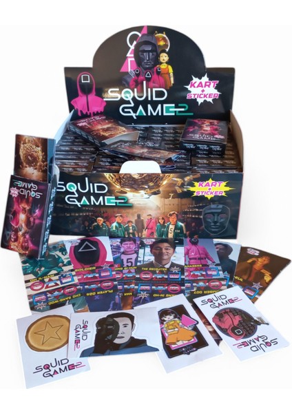 Squid Game 2. Sezon Büyük Paket 48 Kutulu Oyun Kartları Toplam 288 Kart 48 Stickers fırsatları