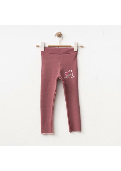 Tayt Fitilli Ayıcık Nakışlı Gül Kurusu