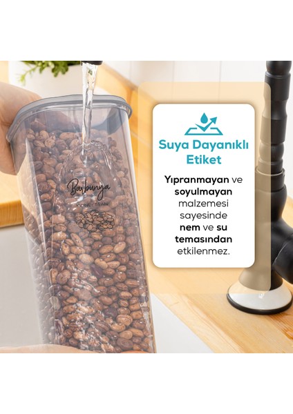 20'li Etiketli Hava Geçirmez Erzak ve Baharat Saklama Kabı Seti Beyaz fırsatları