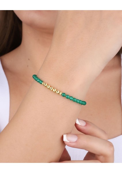 14,9 Karat Yeşil Akik Taşlı Gümüş Bileklik fiyatları