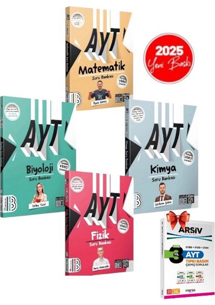 2025 Ayt Fen Sayısal Set Matematik-Fizik-Kimya-Biyoloji Soru Bankası-Ayt Çıkmış Sorular