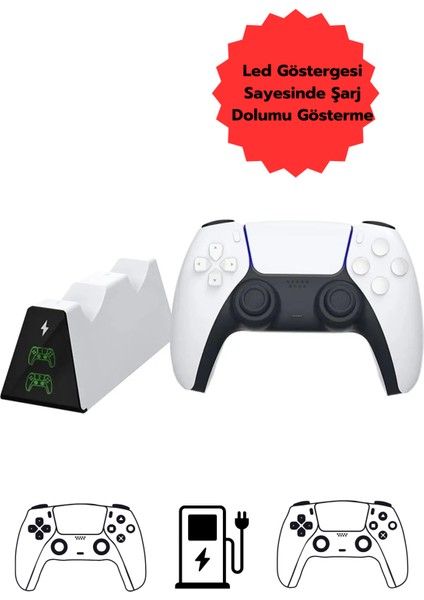 Ps5 Stand 2 Kol Şarj Istasyonu Göstergeli Dock TP5-0518B