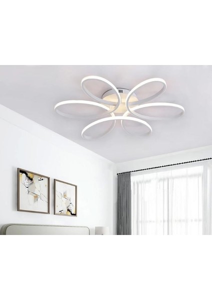 Luxor Oturma Odası,Salon,Yatak Odası İçin 60 cm Beyaz Kasa 3 Renk Kumandalı LED Avize