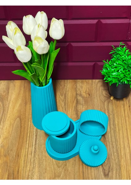 5 Parça El Yapımı Beton Dekor Seti – Minimalist ve Çok Amaçlı Tasarım