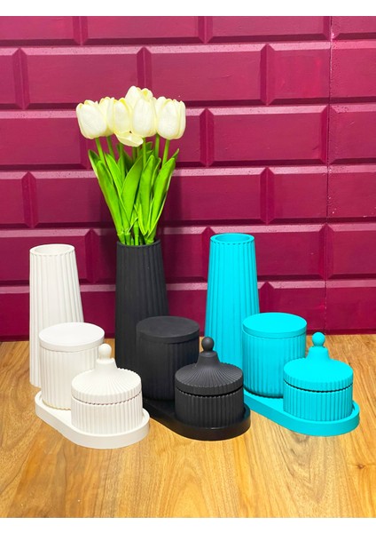 5 Parça El Yapımı Beton Dekor Seti – Minimalist ve Çok Amaçlı Tasarım