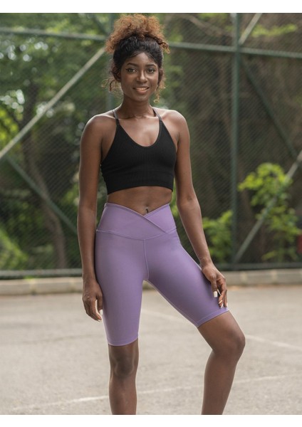 Eflatun Çapraz Bel Tasarımlı Biker Tayt ( Bisikletçi Taytı ) fırsatları