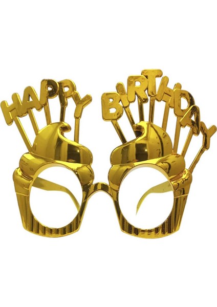 Gold Happy Birthday Parti Gözlüğü