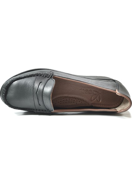 23BK.01 Deri Siyah Ortopedik Loafer Günlük Kadın Ayakkabı fırsatları