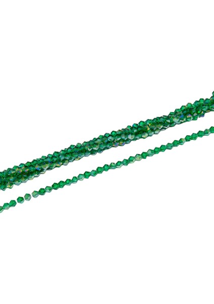 4 mm Petrol Yeşili Piramit Kristal Cam Boncuk 1 Dizi - (85 Adet)