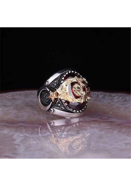 Ay Yıldız Motifli Gümüş Yüzük