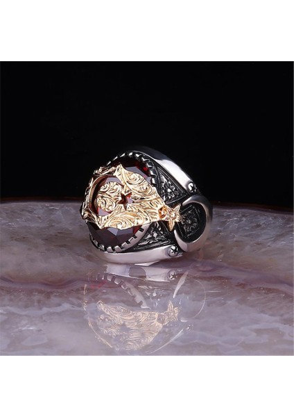 Ay Yıldız Motifli Gümüş Yüzük modelleri