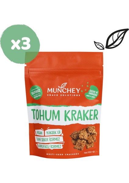 3'lü Soğan Sarımsaklı Tohum Kraker 100 gr