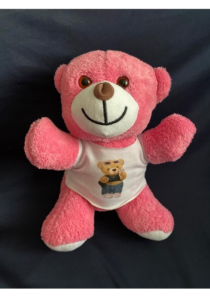 Hediyelik Peluş Pembe Oyuncak Ayı(Resim Baskılı)
