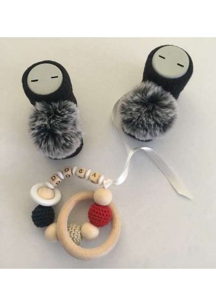 Hoşgeldin Bebek, Unisex,yenidoğan Bebek, Siyah Badi Isimli Diş Kaşıyıcı Hediye Seti modelleri