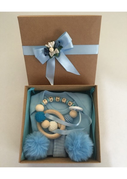 Hoşgeldin Bebek, Yenidoğan Erkek Bebek, Mavi Badi Isimli Diş Kaşıyıcı Hediye Seti
