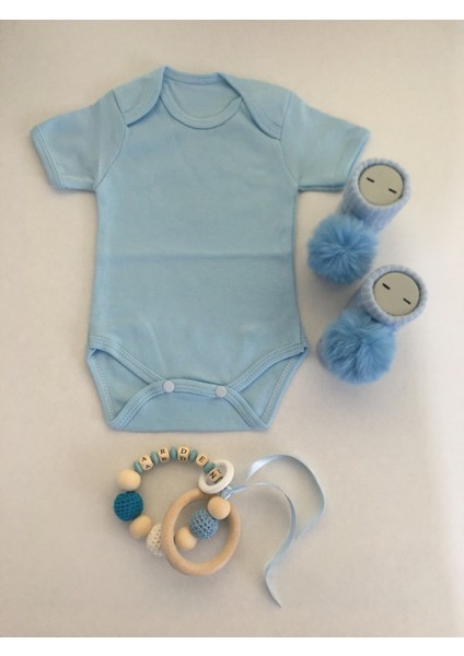 Hoşgeldin Bebek, Yenidoğan Erkek Bebek, Mavi Badi Isimli Diş Kaşıyıcı Hediye Seti modelleri