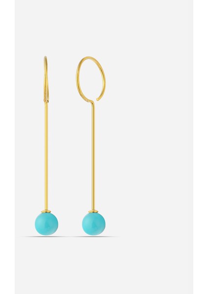 Firuze Taşlı Gümüş Tasarım Küpe