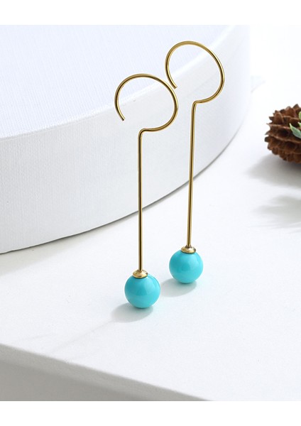 Firuze Taşlı Gümüş Tasarım Küpe modelleri