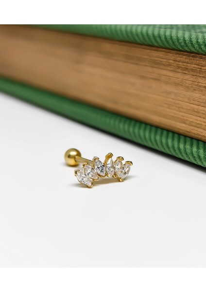 Eliptik Gümüş Tragüs Kıkırdak Küpesi modelleri