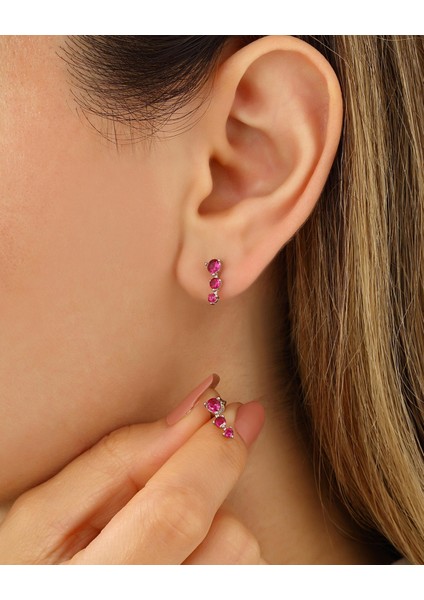 Kırmızı Taşlı Gümüş Süzme Küpe fiyatları