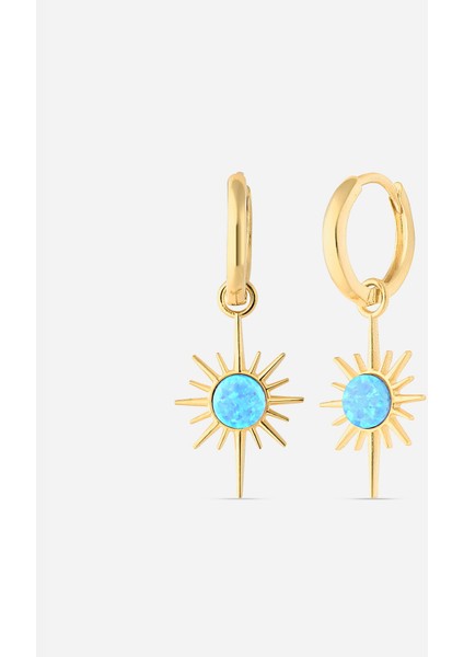 Opal Taşlı Gümüş Kutup Yıldızı Küpe