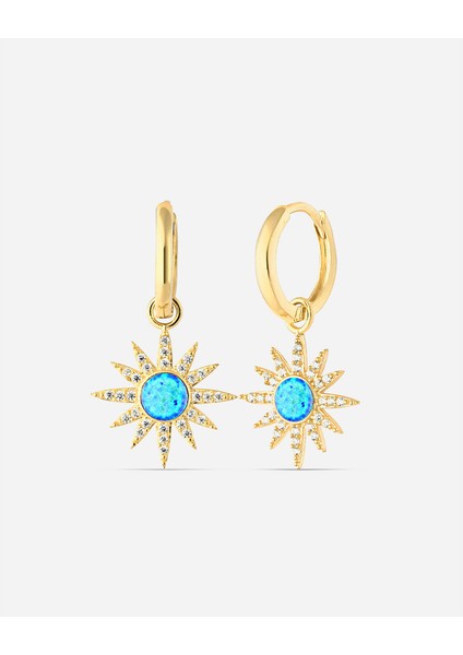 Opal Taşlı Gümüş Kutup Yıldızı Küpe