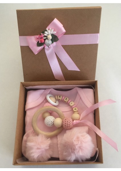 Hoşgeldin Bebek, Yenidoğan Kız Bebek, Pembe Badi Isimli Diş Kaşıyıcı Hediye Seti