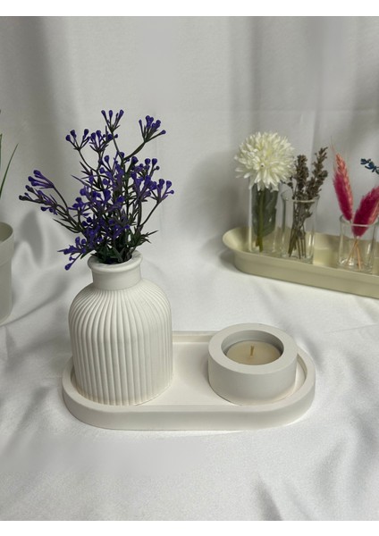 3'lü Dekoratif Beton Tealight Set