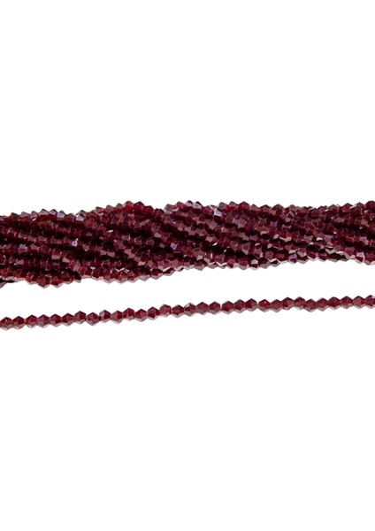 4 mm Koyu Bordo Piramit Kristal Cam Boncuk 1 Dizi - (85 Adet) fiyatları