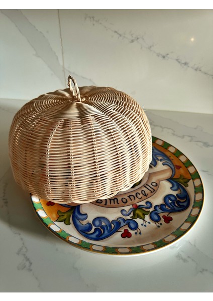 Rattan Bambu Hasır Kek Fanus Kapağı