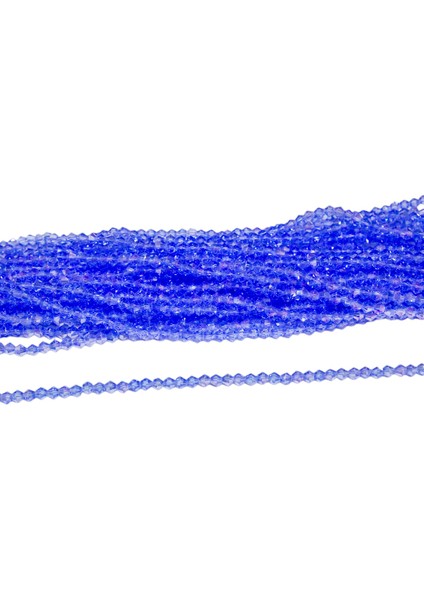 4 mm Ispirto Mavisi Piramit Kristal Cam Boncuk 1 Dizi - (85 Adet)