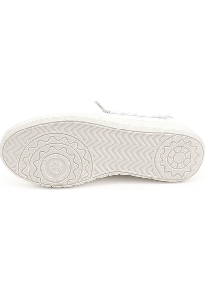 Kadın Mavi Kot Triko Taşlı Comfort Dolgu Taban Sneaker