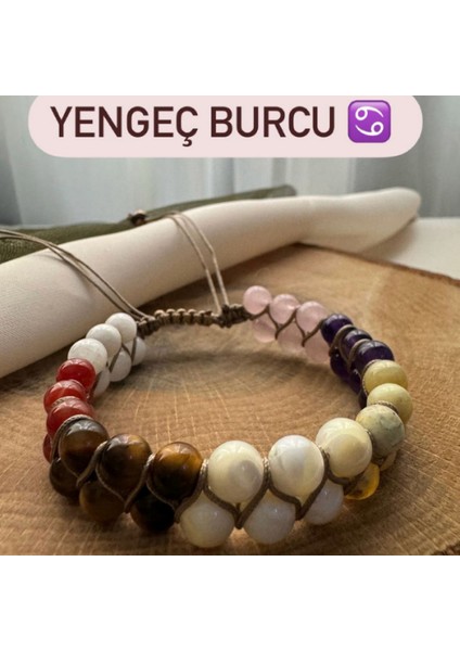 Yengeç Burcu Çift Sıra Makrome Doğal Taş Bileklik fiyatları