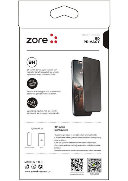 Xiaomi Redmi 12C Uyumlu Zore New 5d Privacy Temperli Ekran Koruyucu