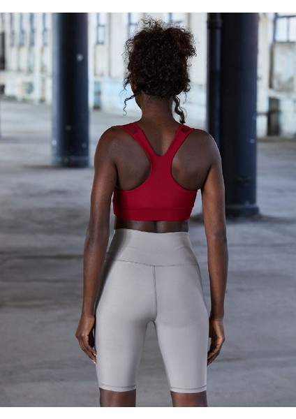 Gri Çapraz Bel Tasarımlı Biker Tayt ( Bisikletçi Taytı )