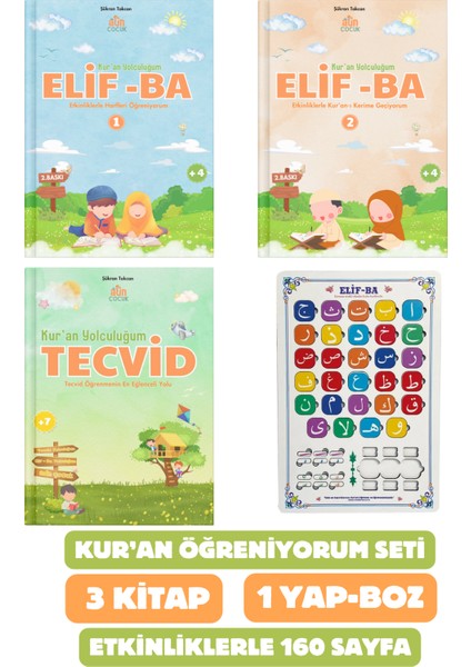Kur'an Öğreniyorum Seti 3 Kitap + Ahşap Yap-Boz Elif Ba Oyunu